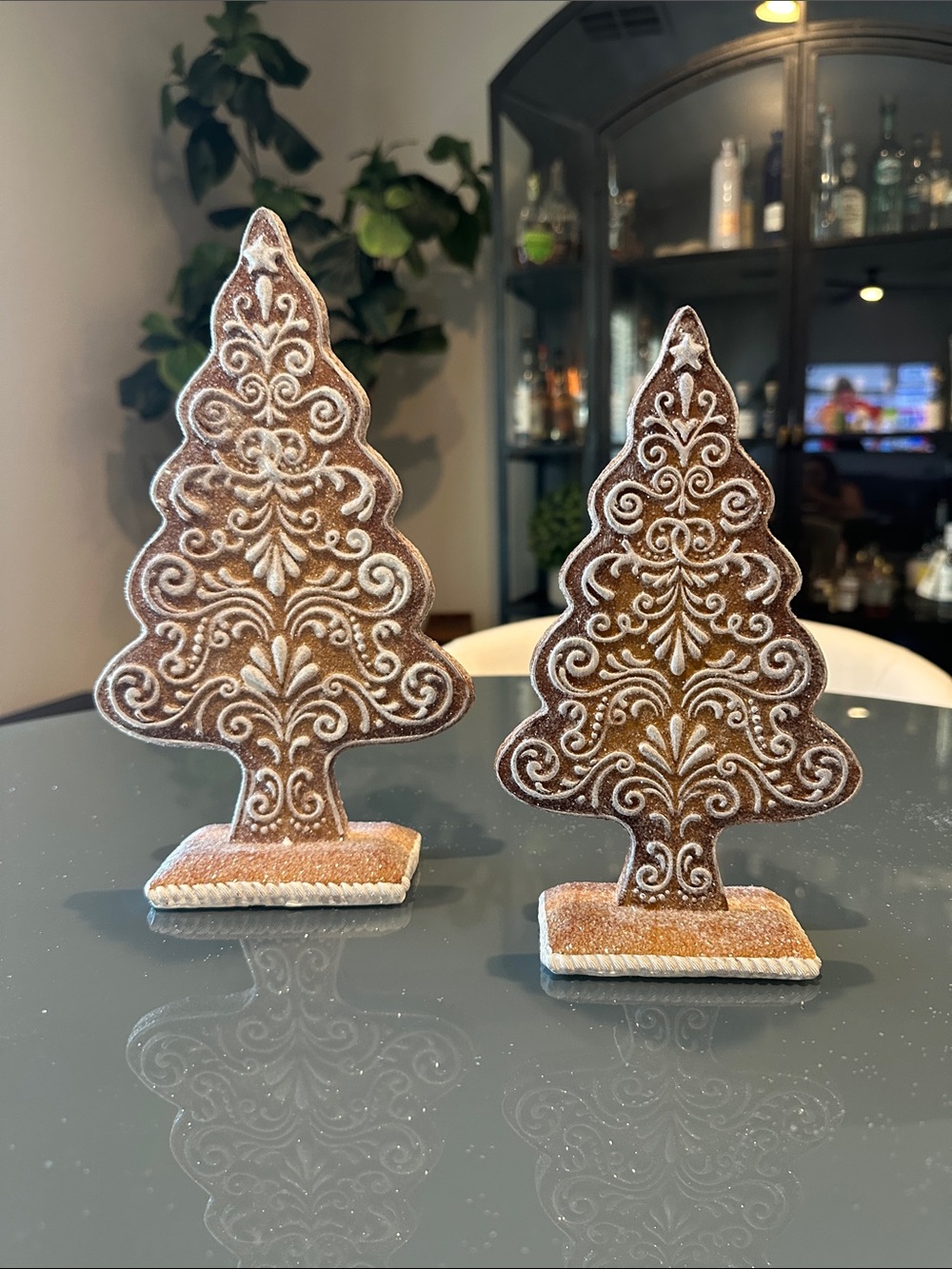 Set of 2 Gingerbread Lace Trees Christmas Valerie Parr Hill Collectible EUC